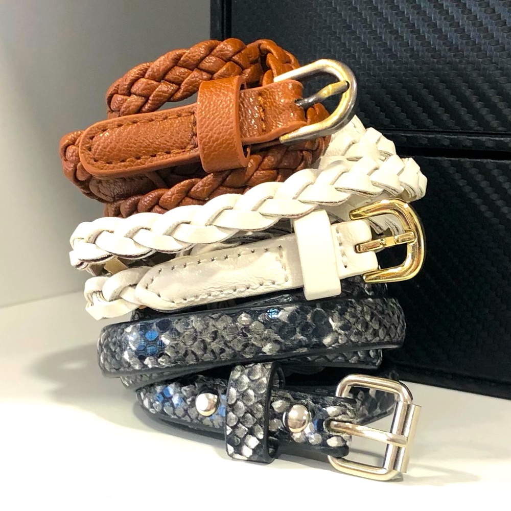 Set of 3 Belts - White, Cognac, & Snakeskin